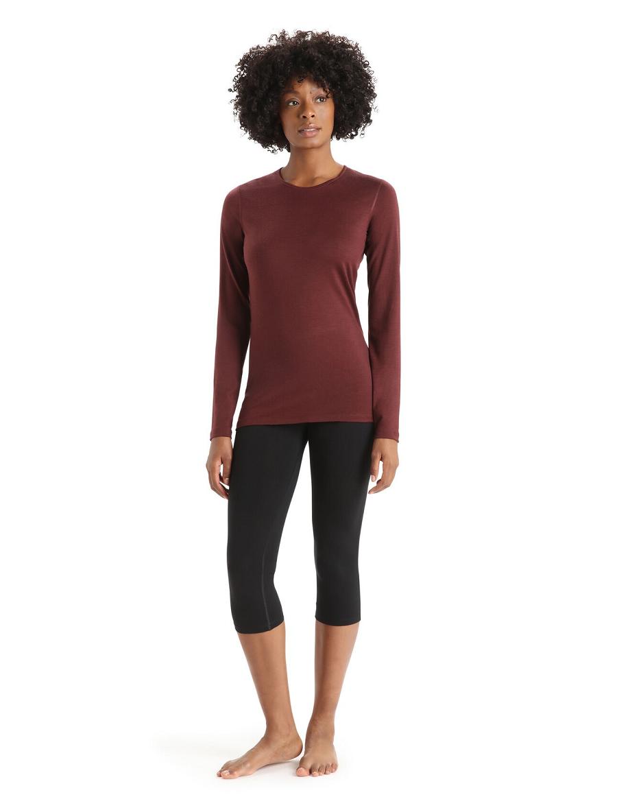 Women's Icebreaker Merino 200 Oasis 3/4 Thermal Leggings Base Layers Black | CA 1075UZGT